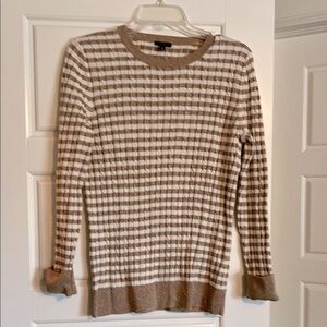 Talbots- Gold and White Striped Sweater
